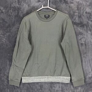 APC Rue Madame Paris Mens XXL Olive Green Sweatshirt Contrast Hem RN 149947